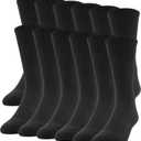 Gildan Men's Performance Crew Socks, 12 Pairs (Large, Black)