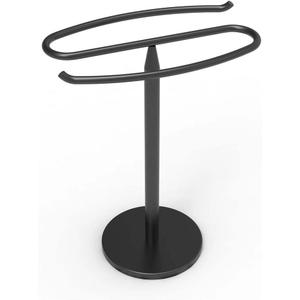 Spiral Collection Black Metal Countertop Hand Towel Holder Double Sided Stand for Bathroom and Vanity Hand Towels and Small Guest Towels Stylish and Practical Counter Towel Holder