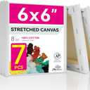 PHOENIX Small Stretched Canvas for Painting 6x6 Inch/7 Value Pack, 8 Oz Triple Primed 5/8 Inch Profile 100% Cotton White Blank Canvas, Square Framed Canvas for Oil Acrylic & Pouring Art
