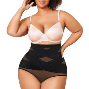 Nebility Plus Size Shapewear for Women Tummy Control Butt Lifting Panties Hi- Waist Trainer Body Shaper Short Belly Underwear, Black, 4XL