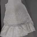 SOLY HUX Women's Ruffle Hem Sleeveless Tank Dress Round Neck Casual Jacquard Hem Smock Summer Mini Dresses, White, M