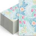 100 Pcs Disposable Hand Towel, Vintage Floral Bird Paper Napkins Watercolor Guest Napkins Wild Flower Bird Decorative Paper Guest for Bathroom Birthday Party Baby Shower (Blueflower)