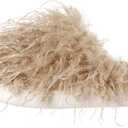 Fuzzy Plush Women's House Slipper Cozy Non-slip Bedroom Slipper for Women Furry Indoor Outdoor House Shoes (8-9, Khaki)