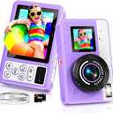 Maxmango D70 4K Underwater Digital Camera - 48MP 10FT Waterproof Camera for Snorkeling - Dual Screen Selfie Compact Floatable Camera with 32GB Card - Point and Shoot Digital Cam - Purple