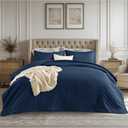 Bedsure Quilts Queen Size - Ultra Soft Queen Quilt Bedding Set for Modern Bedroom Decor, Lightweight All-Season Comforter with 2 Pillow Shams, Navy Summer Bedspread Coverlet 90x96 Inch