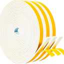 Yotache Weather Stripping Door Seal Strip White 3/8" x1/8", 50Ft Total, Foam Insulation Tape Gasket for Door Frame and Windows, 3 Rolls x 16.5Ft