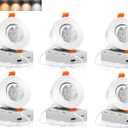 CLOUDY BAY 3 Inch 5CCT LED Eyeball Recessed Light,Dimmable Swivel Adjustable Downlight, 2700K/3000K/3500K/4000K/5000K Selectable,8W,Airtight,ETL,FCC,Pack of 6