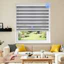 Grandekor Motorized Zebra Blinds with Remote Control,Smart Zebra Blinds for Windows,Electric Zebra Shades, Hemp Grey,34" W x 72" H