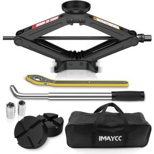 IMAYCC Car Jack 2.5 Ton/5512 lbs Universal Scissor Jack With Rubber Pad, Portable Tire Changing Kit With Lug Wrench, Emergency Kit for Sedan SUV MPV