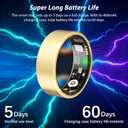 Smart Health Rings for Women & Men Fitness Ring with Heart Rate, Blood Oxygen, Step Tracker Ring, Sleep Tracker, IP68 Waterproof Smart Ring for iOS & Android,No Subscription Fee(Gold, 8#)