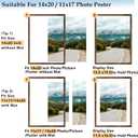 Wood 14x20 Picture Frame with 11x17 Mat Deep Brown, Display 11x17 with Mat or 14x20 Without Mat, Wood 14 by 20 Photo Frame, 14 x 20 Frame for Wall Hanging Display, Deep Brown