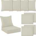 Tingjoo 4 Set 24x24x4 Inch Outdoor Chair Cushions Covers, Waterproof UV Resistant Patio Cushion Replacement Seat Slipcovers, and 24 x 20 Back Covers with Zipper for Furniture, Deep Seat Sofa (Beige)