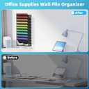 Marbrasse Wall File Holder 11-Tier Hanging Wall File Organizer, for Papers, Files Clipboard & Magazine Organizer, Wall Mount File Holder Great for Office Home (Black)