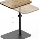 Large Tv Tray Side Table Sofa Tray for Couch Heavy Metal Base Swivel/Adjustable Height, Sofa Bed Bathroom Study TV Tray C Shaped End Table Food Snack Trays for Eating (15.7*19.7 in, Brown)