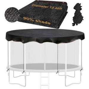 Trampoline Shade Cover, Sun Shade Cover Round 90% Sunblock Shade Cloth w/Rope, Sun Protection Trampoline Canopy for Outdoor Backyard Playground Accessories(Tent Only)