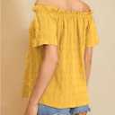 MakeMeChic Women's Summer Off Shoulder Tops Ruffle Short Sleeve Dressy Casual Blouse Top (Yellow, XL)