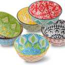 AHX Porcelain Dessert Bowls Cereal bowl - Ceramic Bowl Set of 6 - Colorful Small Bowls for Ice Cream | Soup | Cereal | Rice | Snack | Side Dish | Condiment Microwave and Dishwasher Safe
