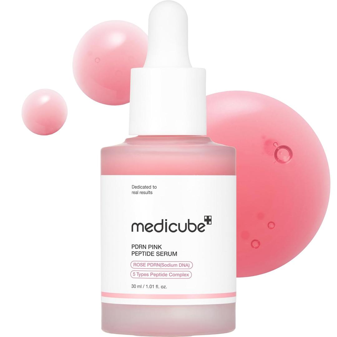 Medicube PDRN Pink Peptide Serum With Rose PDRN | Vegan Pink Glow Serum With Peptides & Niacinamide For Hydration & Firm-Looking Skin | Uneven Tone Care | Korean Skincare, 1.01 Fl. Oz