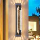 Tipace 23.6in Black Outdoor Wall Sconces Modern LED Crystal Exterior Lights, Long Linear Porch Lights Outside Lighting for Entrance, Hallway, Garage,Patio,Doorway