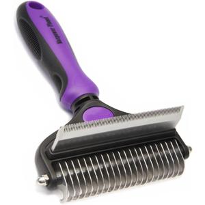 Maxpower Planet Pet Deshedding & Grooming Brush - Double Sided Design for Dogs & Cats - Undercoat Rake Effectively Reduces Shedding by Up to 95% - Large Size - Purple