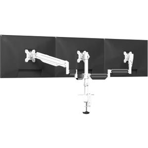 suptek Triple Monitor Mount for Most 17 to 32 inch Screens,Gas Springs Adjustment Triple Monitor Desk Mount Stand with Clamp & Grommet Kit,White(MD8003W)
