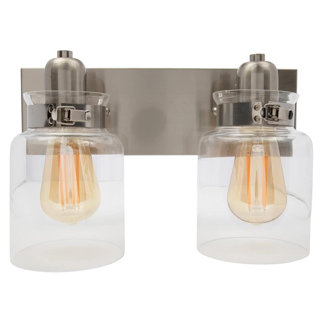 Wood Grip Bathroom Vanity Light Fixture - Bath Interior Lighting (Brushed Nickel, 2 - Lights)