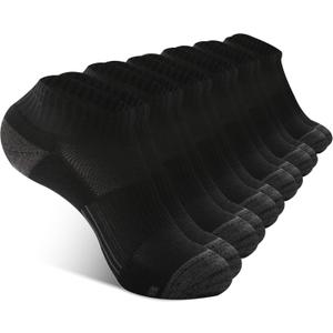 BAMBOO COOL Athletic Ankle Socks Womens Anti-Odor Socks Moisture-Wicking Running Cushioned Anti-Blister 5/6 Pairs (Black, L)