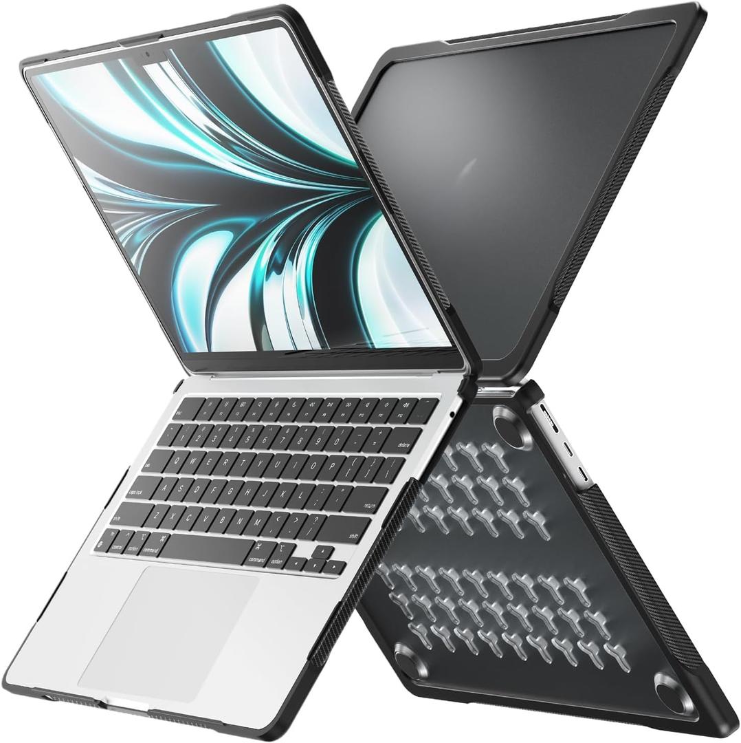 Case for MacBook Pro 14" M3/M2/M1,Frosted Translucent Matte Anti-Fingerprint Shockproof Heavy Duty Anti-Slip Protective Laptop Cover Shell A2442/A2779/A2918/A2992 (Black-Through)