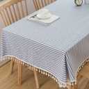 TruDelve Cotton Table Cloth Rectangle Table Blue and White Striped Tablecloth Oblong Cloth Tablecloths for Rectangle Tables (Blue,102"x55",Rectangular)
