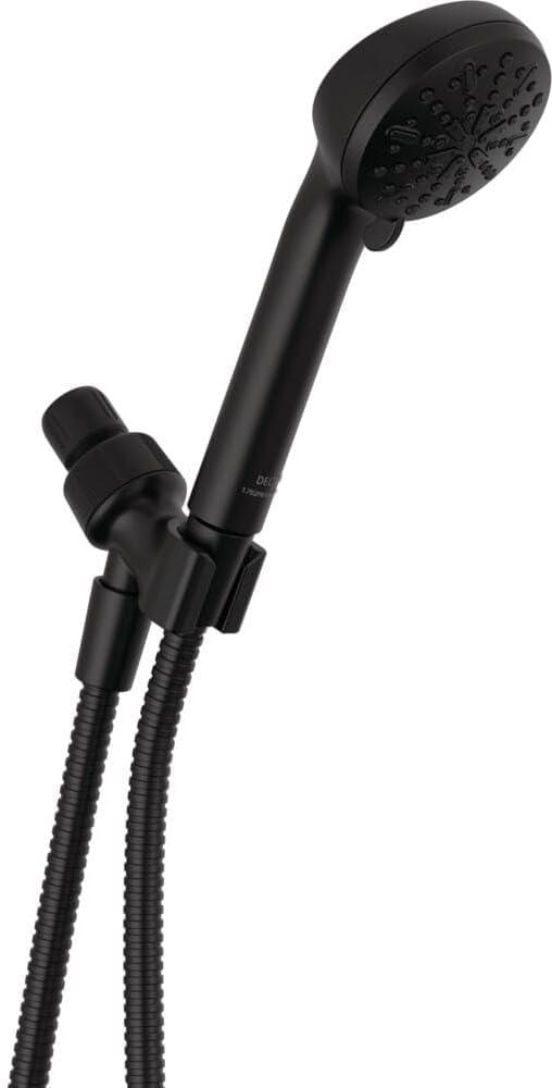 Delta Faucet 4-Spray Handheld Shower Head, Black Shower Head with Hose, Showerheads & Handheld Showers, Handheld Shower Heads, Detachable Shower Head, Hand Shower 2.5 GPM, Matte Black 75413DBL