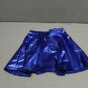 Women's Metallic Skirt Ballet Dance Disco Pleather Skater Holographic Skirt, Blue, Small