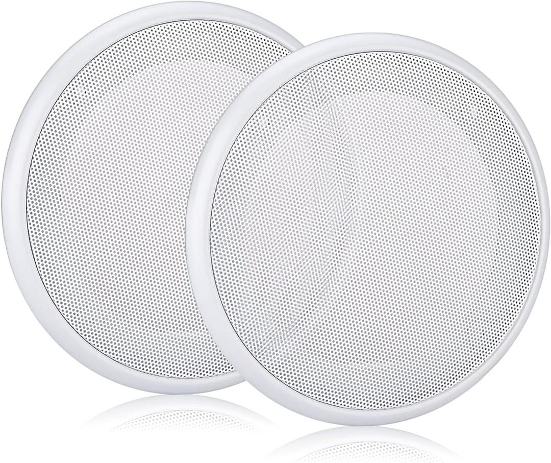 Facmogu 2PCS 5in Round Speaker Grille Replacements, White Surface Mount Speaker Covers Decorative Wall Ceiling Speaker Covers Subwoofer Car Speaker Metal Waffle Cover Guard Grill