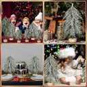 Sosation 6 Pcs Mini Christmas Tree Villages Tabletop Bottle Brush Trees Desk Small Christmas 6 Size Norfolk Pine Xmas Tree with Wooden Bases Spray Snow Separate for Table Indoor Winter Gift Decor