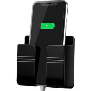 CEI&BPY Wall Mount Phone Holder, Phone Stand with Self Adhesive. Phone Holder for Charging and RV for iPhone and Android (1Pc,Black)