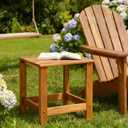 Utoplike Teak Outdoor Side Table for Patio, Pool Coffee Accent Table, Wood End Tables for Garden, Backyard, Bed, Living Room, Couch, 1-tier