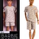 Barbie Basics Model Collector Ken Fashion Doll 10 with Brunette Hair in Shirt & Shorts with Matching Print, Universal-fit Fashions & Posable Body