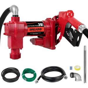Fuel Transfer Pump 20 GPM High Flow 12V Heavy Duty Cast Iron Transfer Pump with Automatic Nozzle for Gasoline, Diesel, Kerosene, Ethanol, Methanol, and Biodiesel