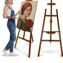 Foldable & Adjustable Art Easel Stand, Pine Wooden Easel Art Easels for Painting Adult Artist Easel Stand for Painting Easle Floor Standing,Large Easel Stand for Display Canvas Wedding,Walunut Easel, 33" x 22" x 59"