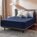 Bedsure Twin Fitted Sheet Only - Brushed Microfiber Bed Sheets, Ultra Soft & Breathable, Fade Resistant & Easy Care (Navy, 39x75+16 Inches, 1 Piece)