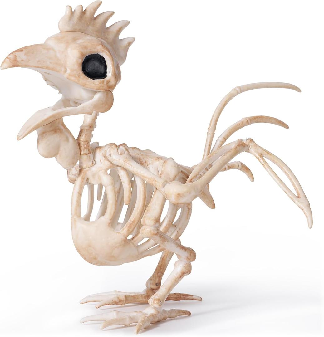 JOYIN Rooster Skeleton Halloween Decoration 6.89 Inch Animal Skeleton Plastic Bones with Posable Joints for Yard Garden Graveyard Haunted House Cemetery Outdoor Indoor Table Top Decorations