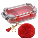 12Pack Grey and Red Clear Containers with Fluffy Ball KeyChain