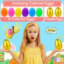 300 PCS Easter EggsPlastic 2.4" Bright Colorful Eggs with Golden Eggs, Easter Egg Fillers for Easter Egg Hunt Candy Filling Party Decorations and Kids Gifts