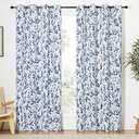 KGORGE Printed Blakcout Curtains Drapes Room Darkening Bedroom Curtains Eco-Friendly 100% Privacy Window Treatment for Living Room Patio Sliding Glass Door, 2 Panels (52" x 95", Blue)