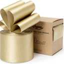 Keypan Gold Satin Wired Ribbon 2-1/2 Inch Double-Faced Glitter Ribbons for Wreath, Christmas Tree Decoration, Gift Wrapping, Home Decor 10 Yards