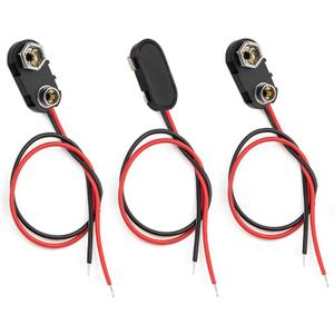 3 Pack 9V Battery Clip Connector Hard Shell for Arduino Electronics, Student Experiment, STEM Projects, and Research (I-Type)