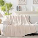 60x80 Inch Waffle Beige Twin Blanket -Fluffy Fleece, Neutral Tan Color, Cute & Aesthetic, Perfect for Sofa, Couch, Chair, Bed, Living Room & Bedroom, All-Season Use, Plush & Cozy Decorative Blanket