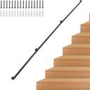 12FT Stair Handrail, Wall-Mounted Square Staircase Handrail, Stair Railing for Indoor & Outdoor Steps, Non-Slip Metal Steel Grab Bar for Stairs, Loft, Porch