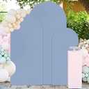 FUHSY Wedding Arch Covers Stretchy Backdrop Set of 3 Dusty Blue Arch Cover 7.2FT, 6.6FT, 6FT Balloon Chiara Arch Backdrop Stands Cover for Birthday Party Graduation Bridal Baby Shower Decorations