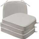 Round Corner Seat Cushions, 14.7x17 Inches x 2", Set of 4, Indoor Outdoor Water Repellent Universal Chair Pads with Ties for Patio Furniture, Garden Dining Chairs, Specrtum Pebble