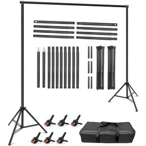 Hemmotop Backdrop Stand 10x8ft (WxH), Photography Background Stand for Parties, Adjustable Photo Backdrop Stands Kit for Wedding, Photo Booth, Party, Decoration, Balloon, Projector Screen
